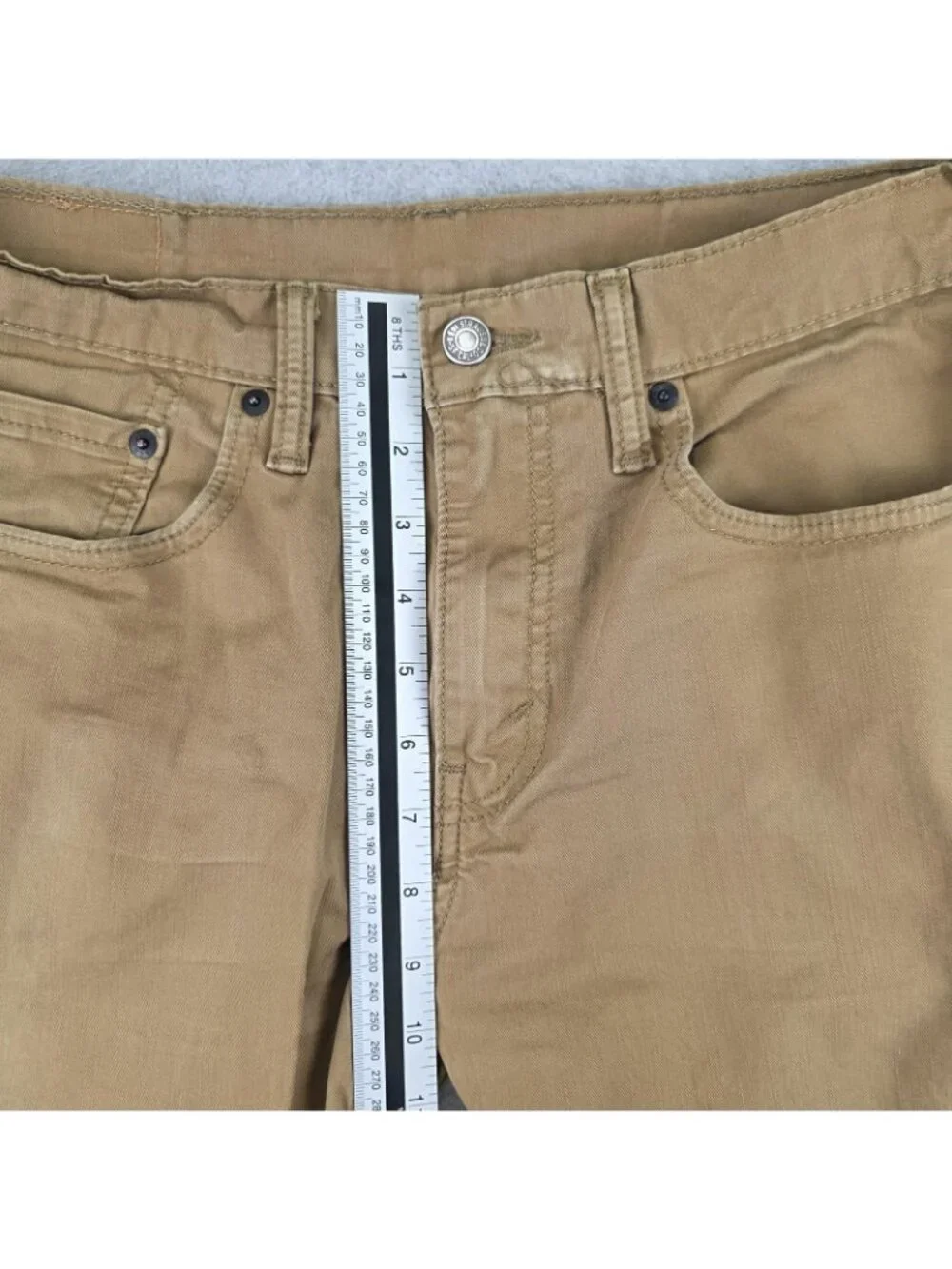 Levi's 502 Jeans Mens 30x32 Beige Regular Fit Tapered Stretch Denim Khaki Cotton